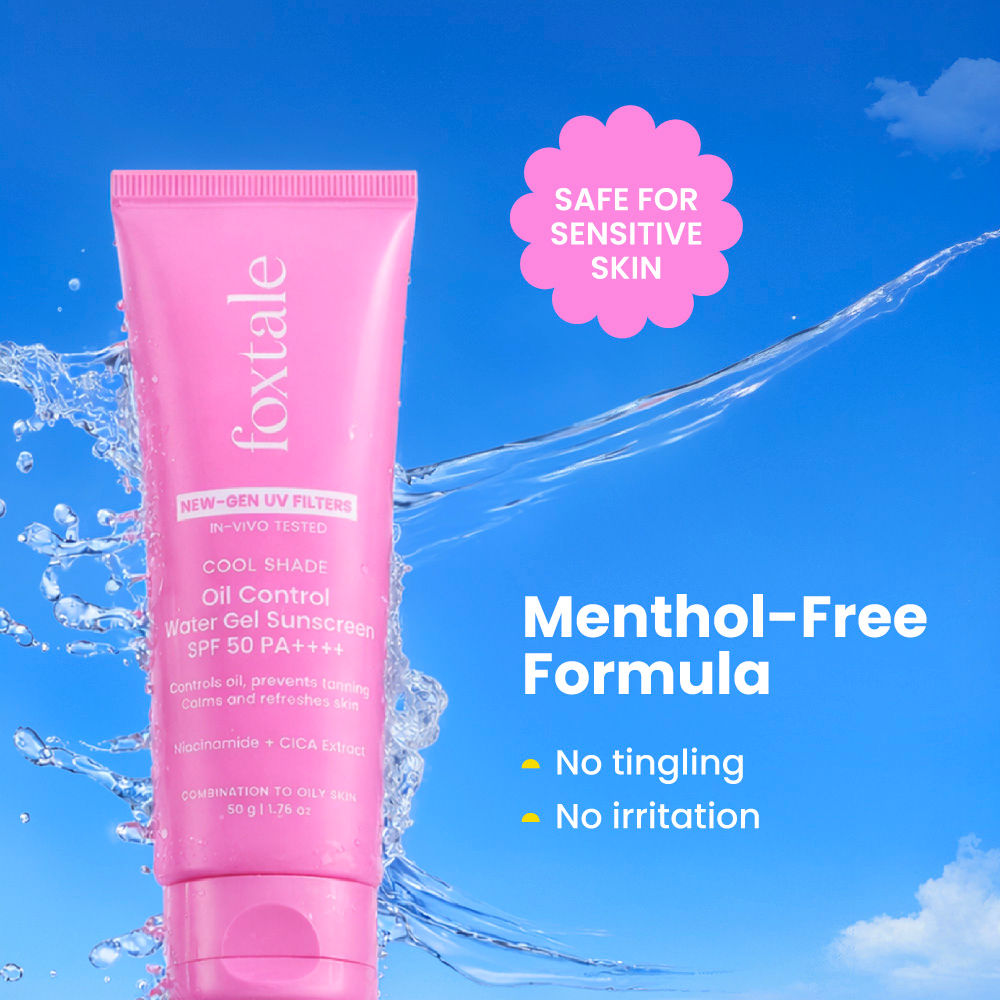 Foxtale SPF 50 Aqua-Gel Lightweight Sunscreen for Oily Skin, In-Vivo Tested PA++++, Matte Finish.