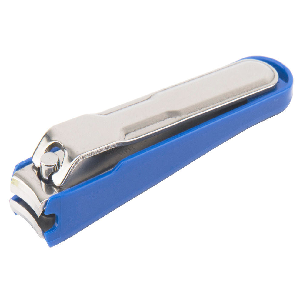 Kai Tsumekiri Stainless Steel Nail Cutter with Curved Blade And Nail Tray - Blue