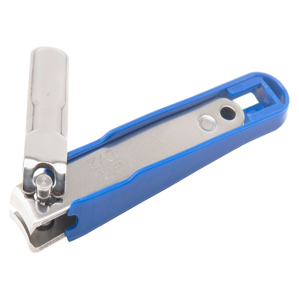 Kai Tsumekiri Stainless Steel Nail Cutter with Curved Blade And Nail Tray - Blue