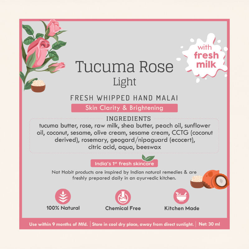 Nat Habit Tucuma Rose Hand Malai, Hand Cream for Dry Hands, Hand Cream for Women Skin Brightening