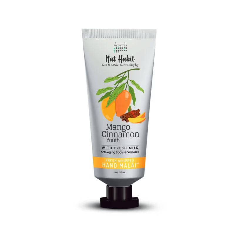 Nat Habit Mango Cinnamon Youth Hand Malai, Hand Creams for Dry Hands With Shea Butter For Women, Men