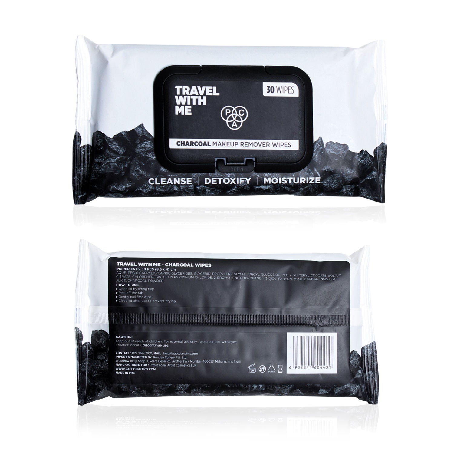 PAC Travel With Me Charcoal Wipes