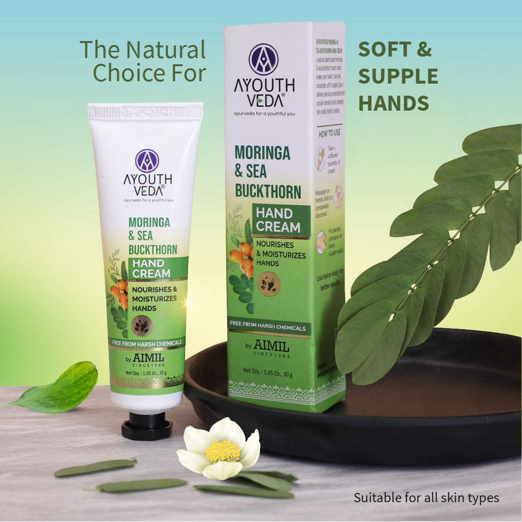 Ayouthveda Moringa & Sea Buckthorn Hand Cream with Vitamin C to Nourish & Protect Dry Hands