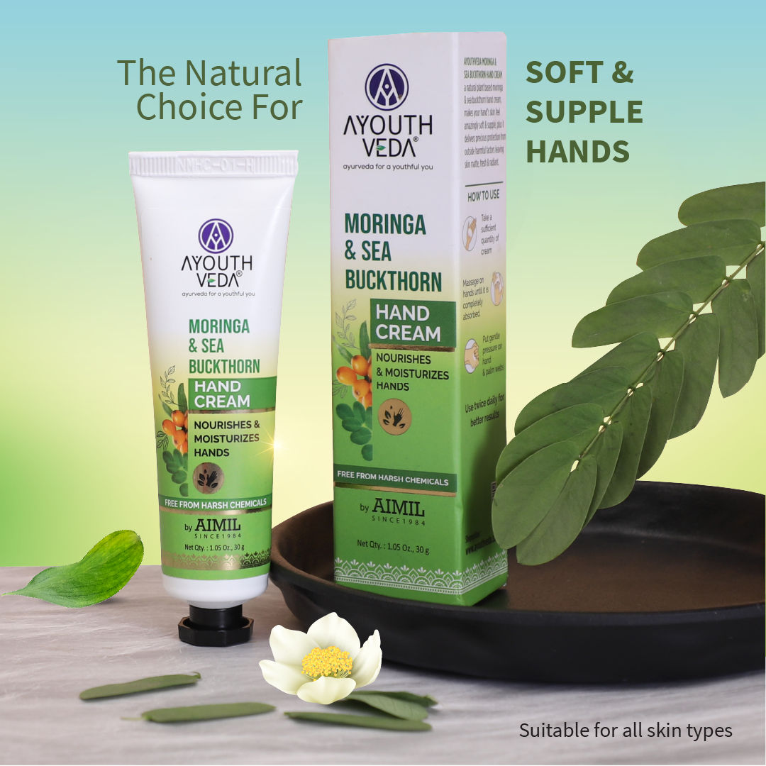 Ayouthveda Moringa & Sea Buckthorn Hand Cream with Vitamin C to Nourish & Protect Dry Hands