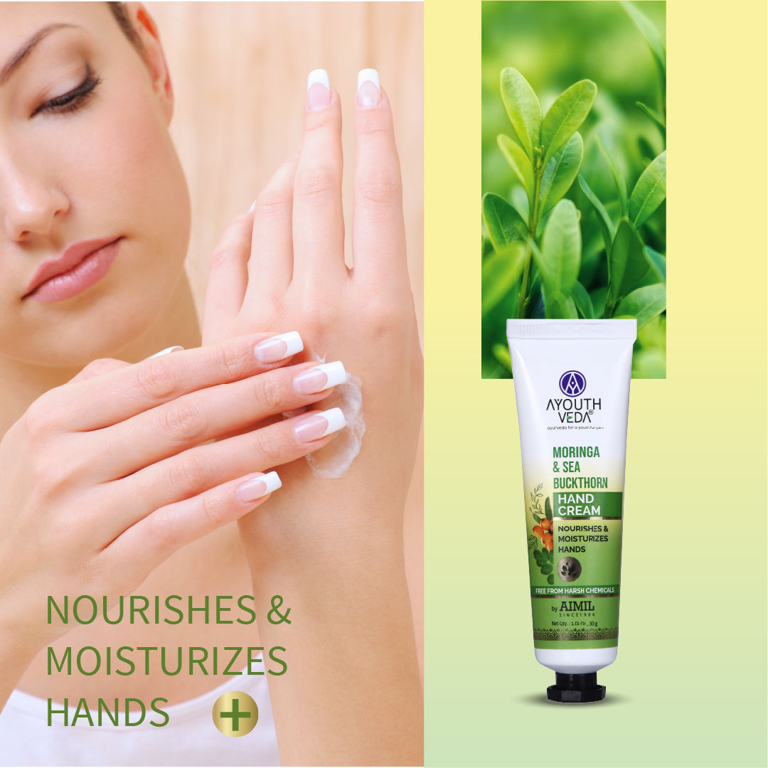 Ayouthveda Moringa & Sea Buckthorn Hand Cream with Vitamin C to Nourish & Protect Dry Hands
