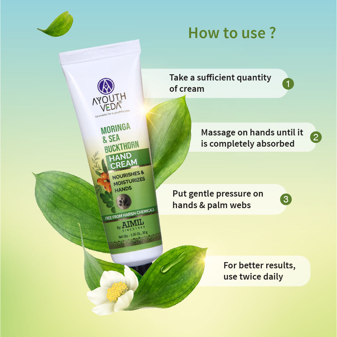Ayouthveda Moringa & Sea Buckthorn Hand Cream with Vitamin C to Nourish & Protect Dry Hands