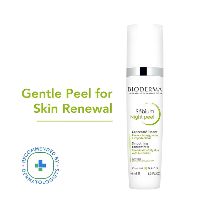 BiodermaNight Peel Sebium For Oily Acne Prone Skin With Glycolic Acid - Reduces Blemishes