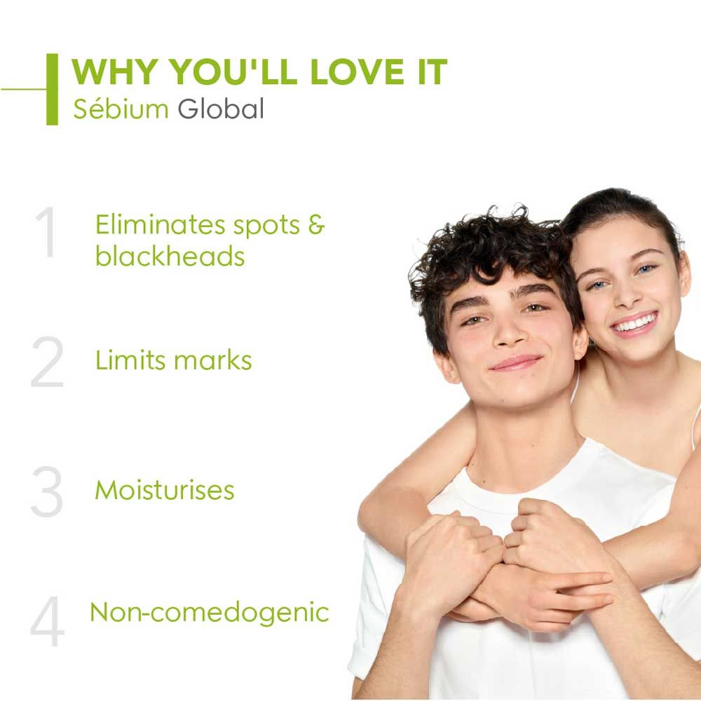 Bioderma Sebium Global Moisturizer For Oily Acne-Prone Skin - Reduces Spots & Blackheads