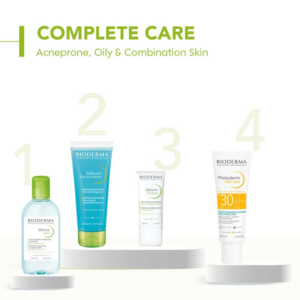 Bioderma Sebium Global Moisturizer For Oily Acne-Prone Skin - Reduces Spots & Blackheads
