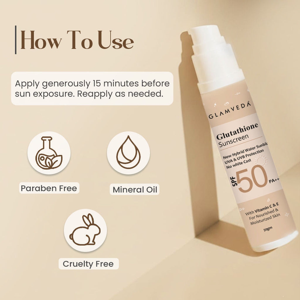Glamveda Glutathione Sunscreen SPF 50 PA+++ with Vitamin C & E