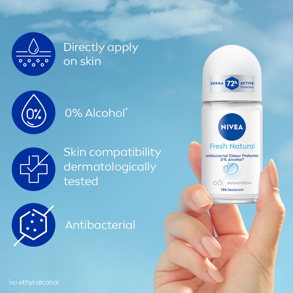 NIVEA Fresh Natural Anti Roll-On Deodorant 72H Protection & Long Lasting