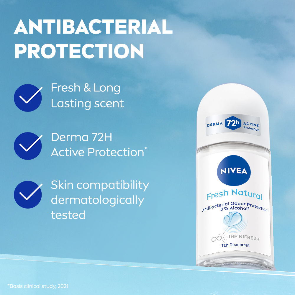 NIVEA Fresh Natural Anti Roll-On Deodorant 72H Protection & Long Lasting