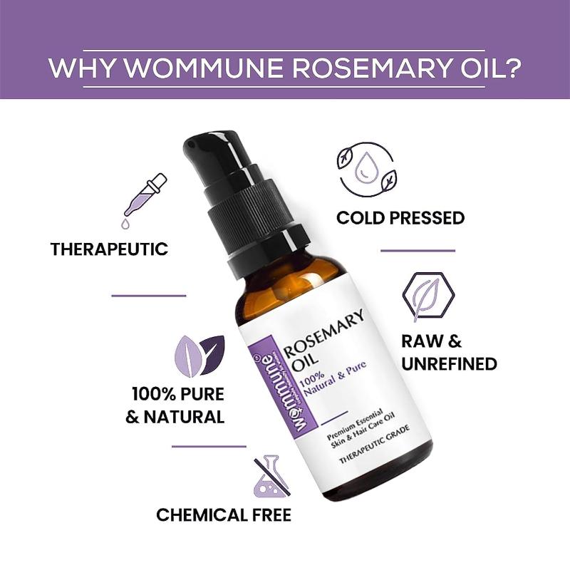 Wommune Rosemary Essential Oil For Skin Care, Hair Growth And Acne Control