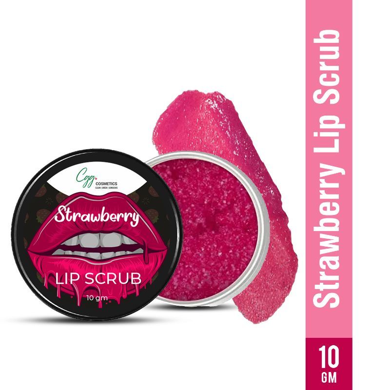 CGG Cosmetics Strawberry Lip Scrub for Chapped & Pigmented Lips - 100% Natural, Vegan
