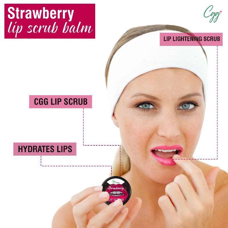 CGG Cosmetics Strawberry Lip Scrub for Chapped & Pigmented Lips - 100% Natural, Vegan