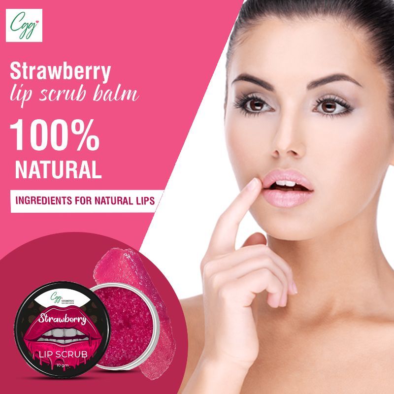 CGG Cosmetics Strawberry Lip Scrub for Chapped & Pigmented Lips - 100% Natural, Vegan