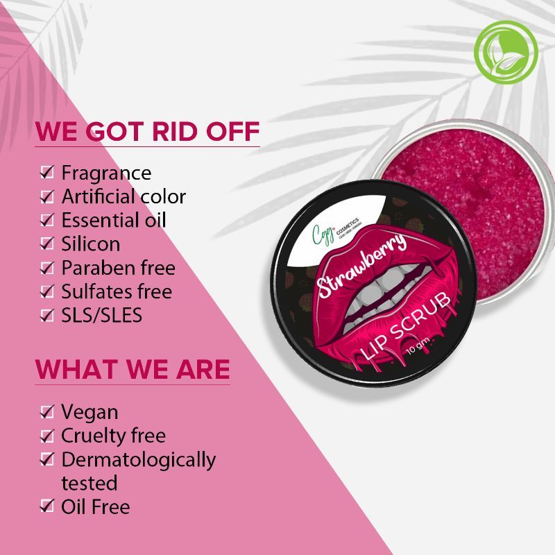 CGG Cosmetics Strawberry Lip Scrub for Chapped & Pigmented Lips - 100% Natural, Vegan
