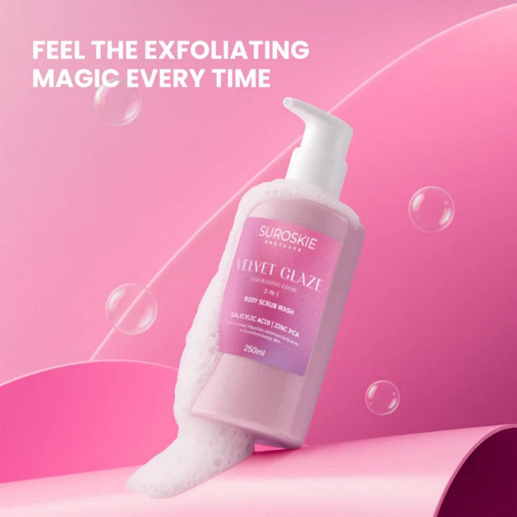 SUROSKIE Velvet Glaze 2 in 1 Body Scrub Wash for Glowing Skin