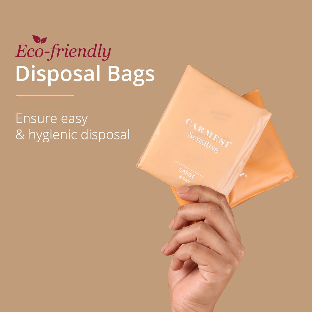 Carmesi Sensitive Sanitary Pads - 30 L - Certified 100% Rash-Free - With Disposal Bags