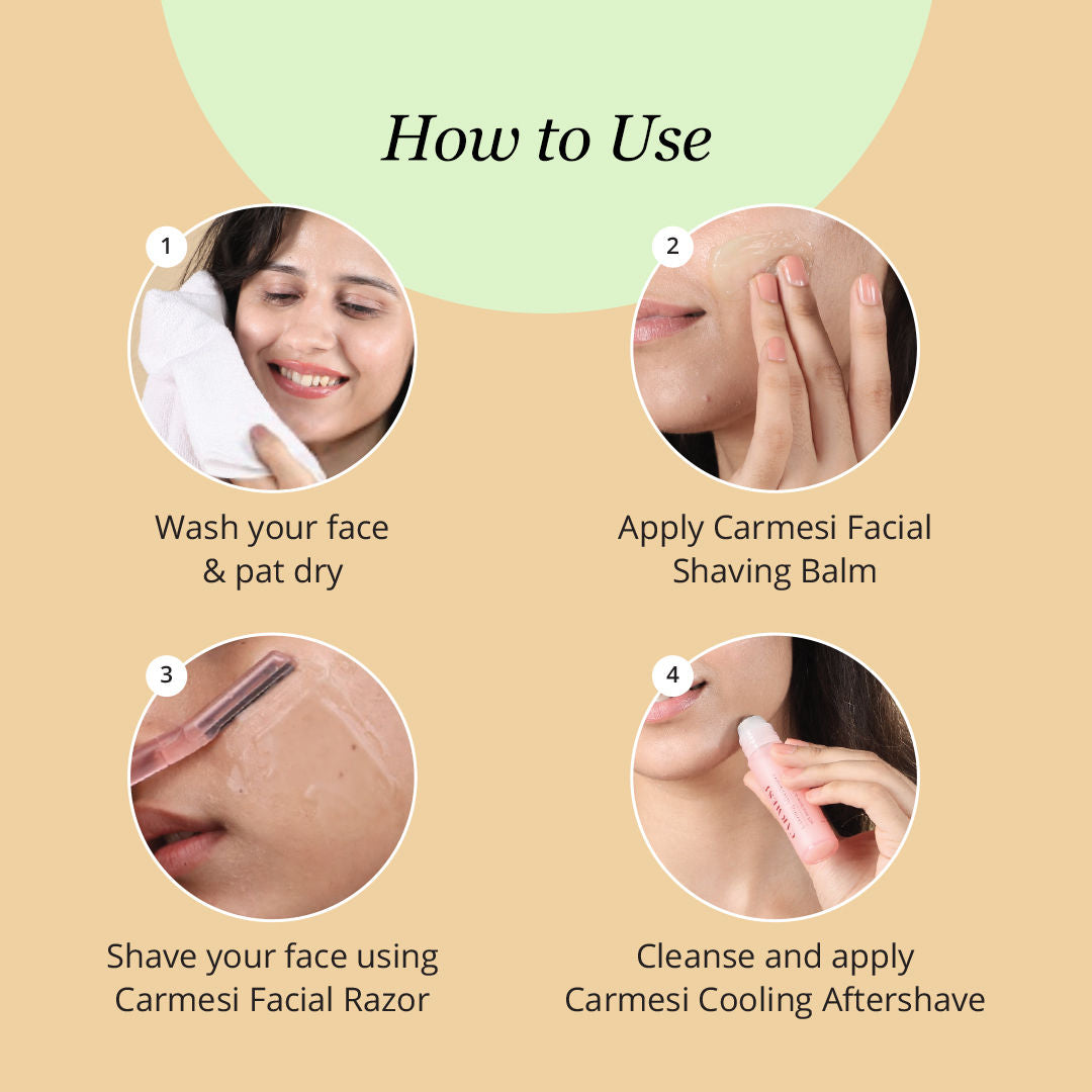 Carmesi Pre-Shave Facial Shaving Balm for Women, No Razor Burn or Cuts