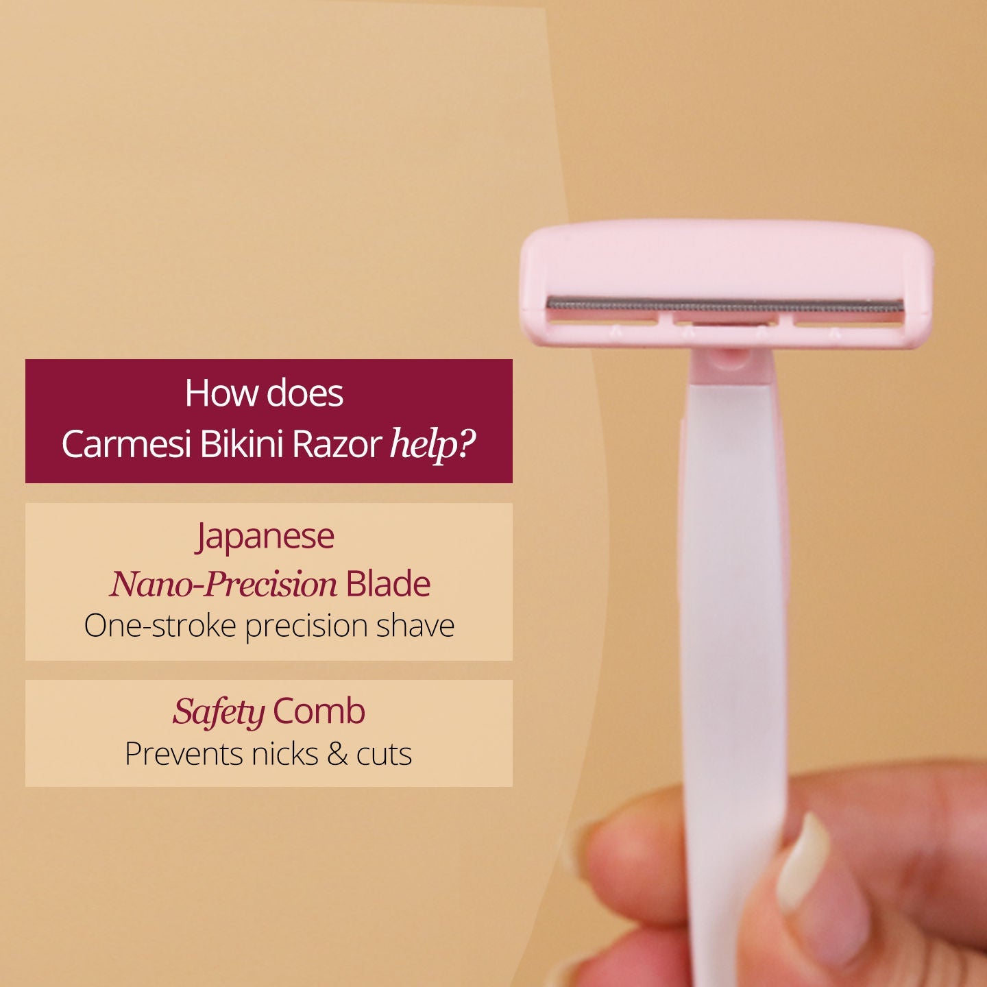 Carmesi Bikini Razor for Women - For Irritation-Free Shaving of Bikini Line - No Cuts - Pack of 1