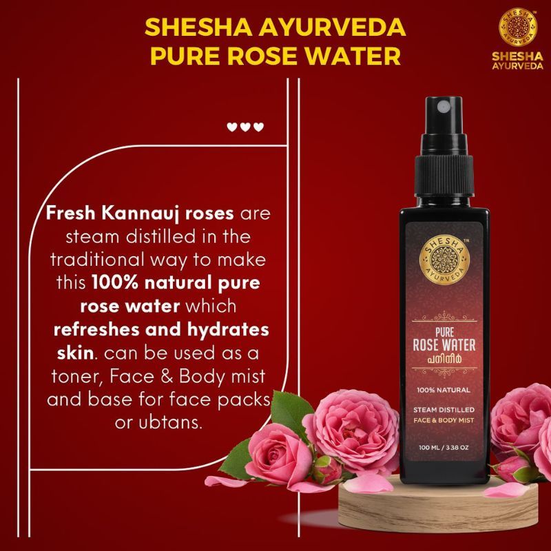 Shesha Ayurveda Pure Rose Water Steam Distilled Pet Bottle