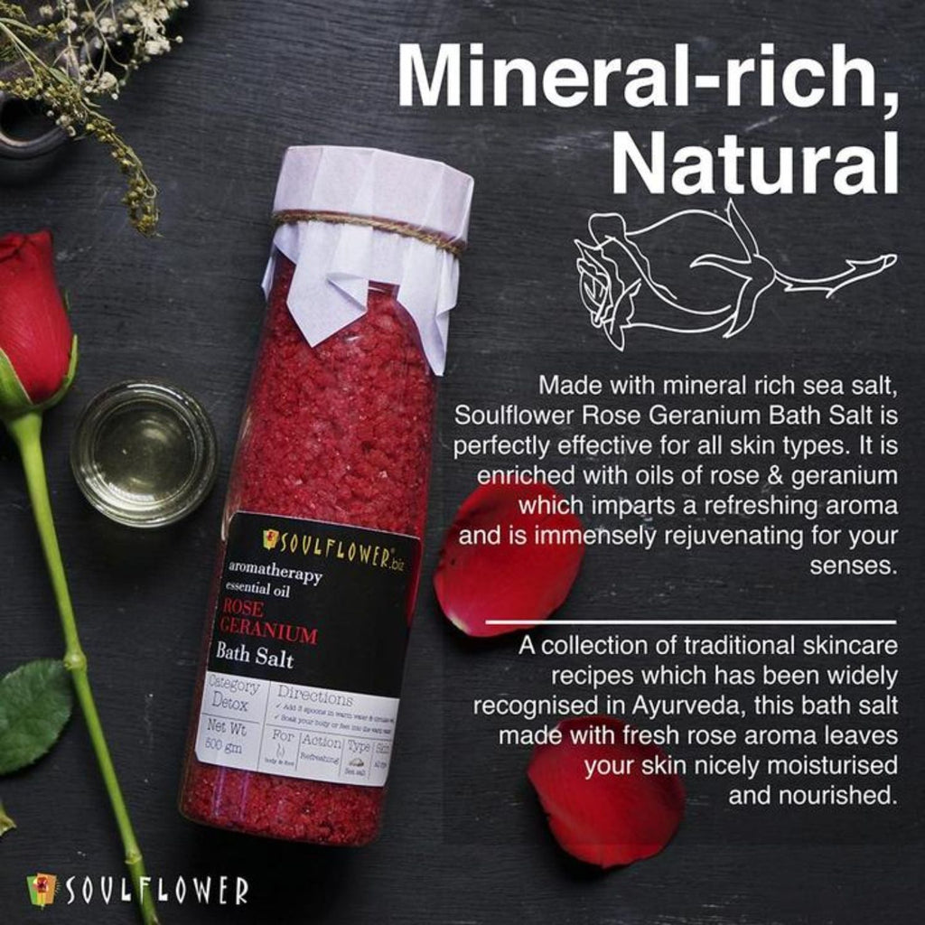 Soulflower Exfoliating Rose Geranium Body Scrub & Epsom Bath Salt, Vitamin E Olive for Shoulder Pain