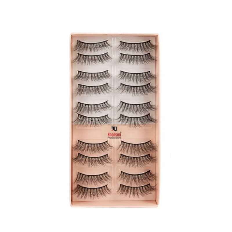 Bronson Professional Eyelash Set 3D False Long And Natural Eye Makeup 10 Pairs - L04