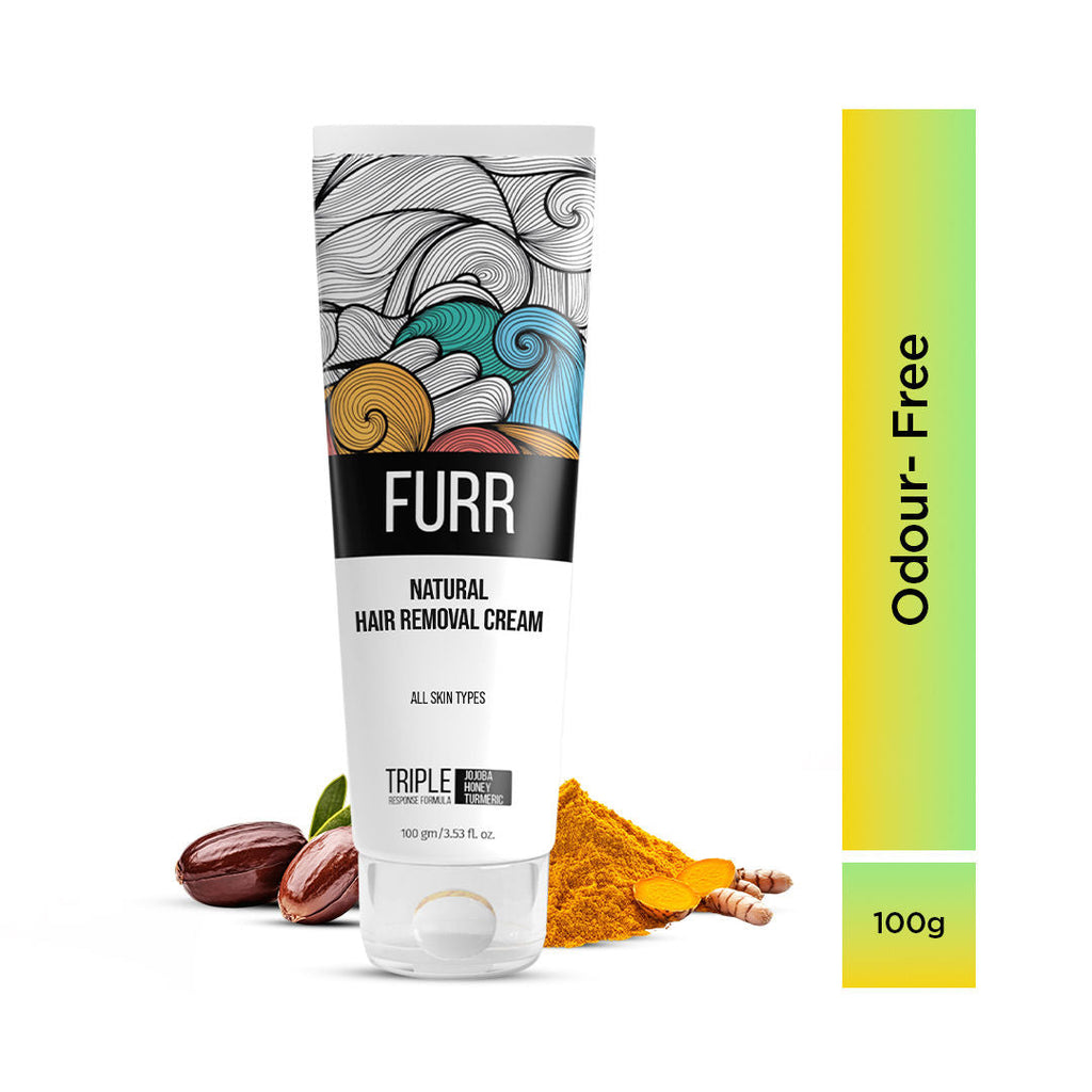 FURR Natural Hair Removal Cream 100g with Vitamin-E Turmeric Jojoba Oil Count 1