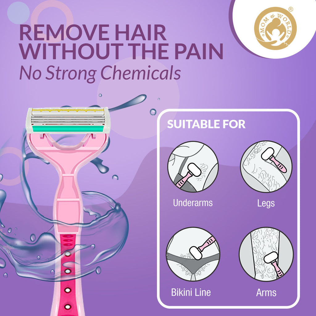 Mom & World Shaverush Full Body Razor With 4 Blades Nano Coating Technology & Lubricating Strip