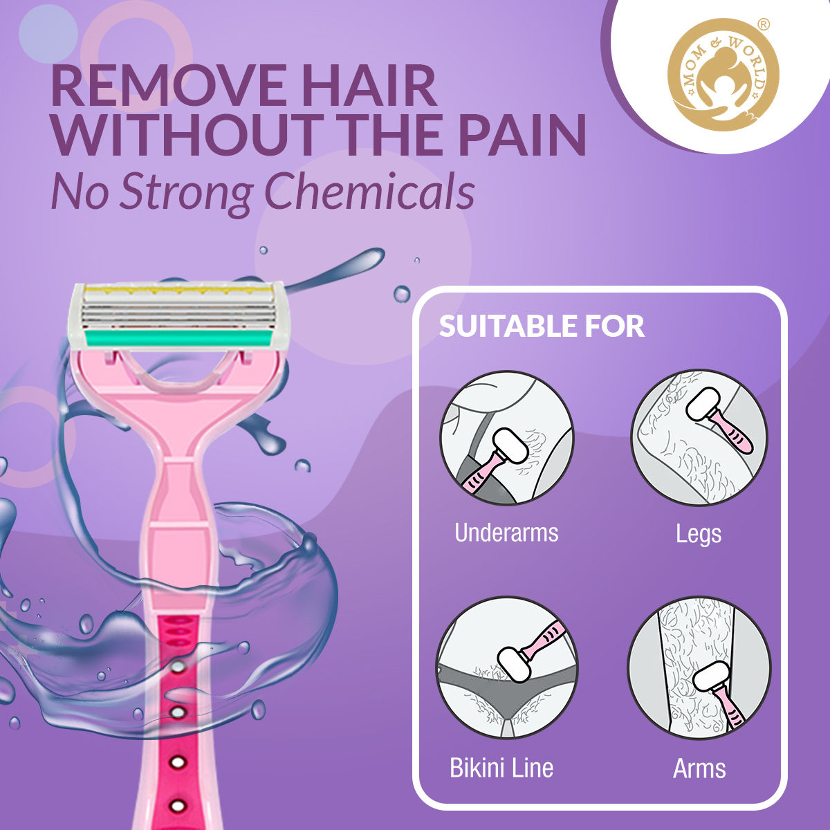 Mom & World Shaverush Full Body Razor With 4 Blades Nano Coating Technology & Lubricating Strip