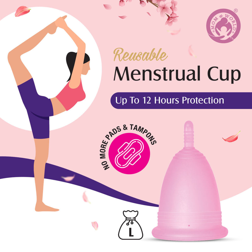 Mom & World Medical Grade Silicone, Odor And Rash Free Reusable Menstrual Cup - Large