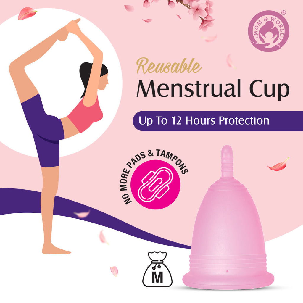Mom & World Medical Grade Silicone, Odor And Rash Free Reusable Menstrual Cup - Medium