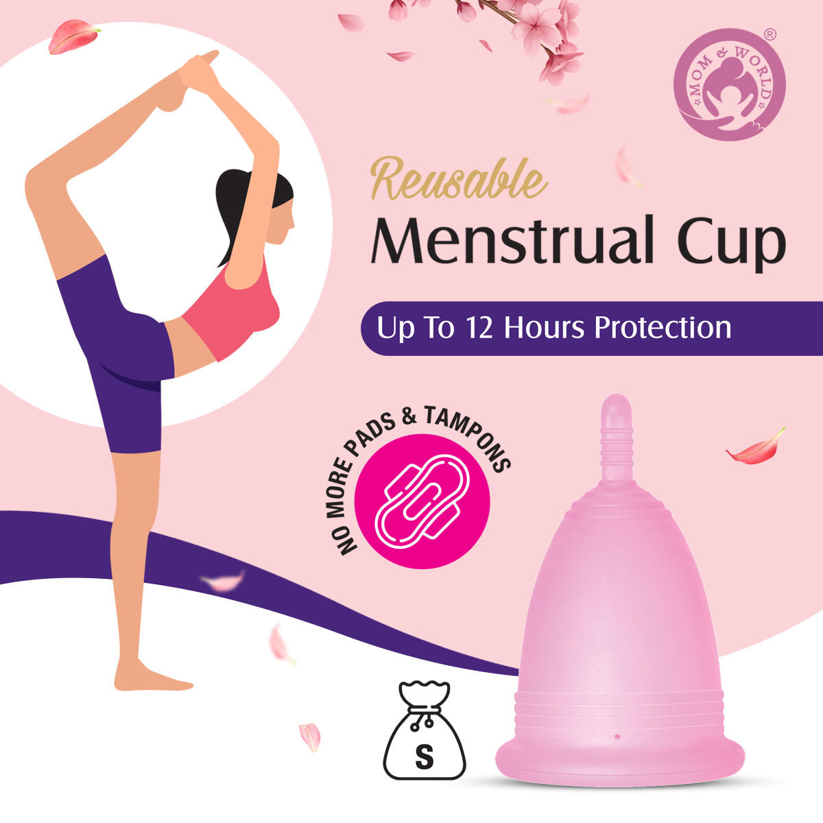 Mom & World Medical Grade Silicone, Odor And Rash Free Reusable Menstrual Cup - Small