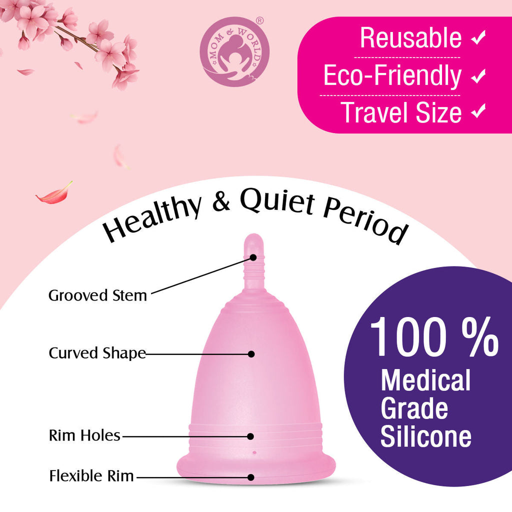 Mom & World Medical Grade Silicone, Odor And Rash Free Reusable Menstrual Cup - Small