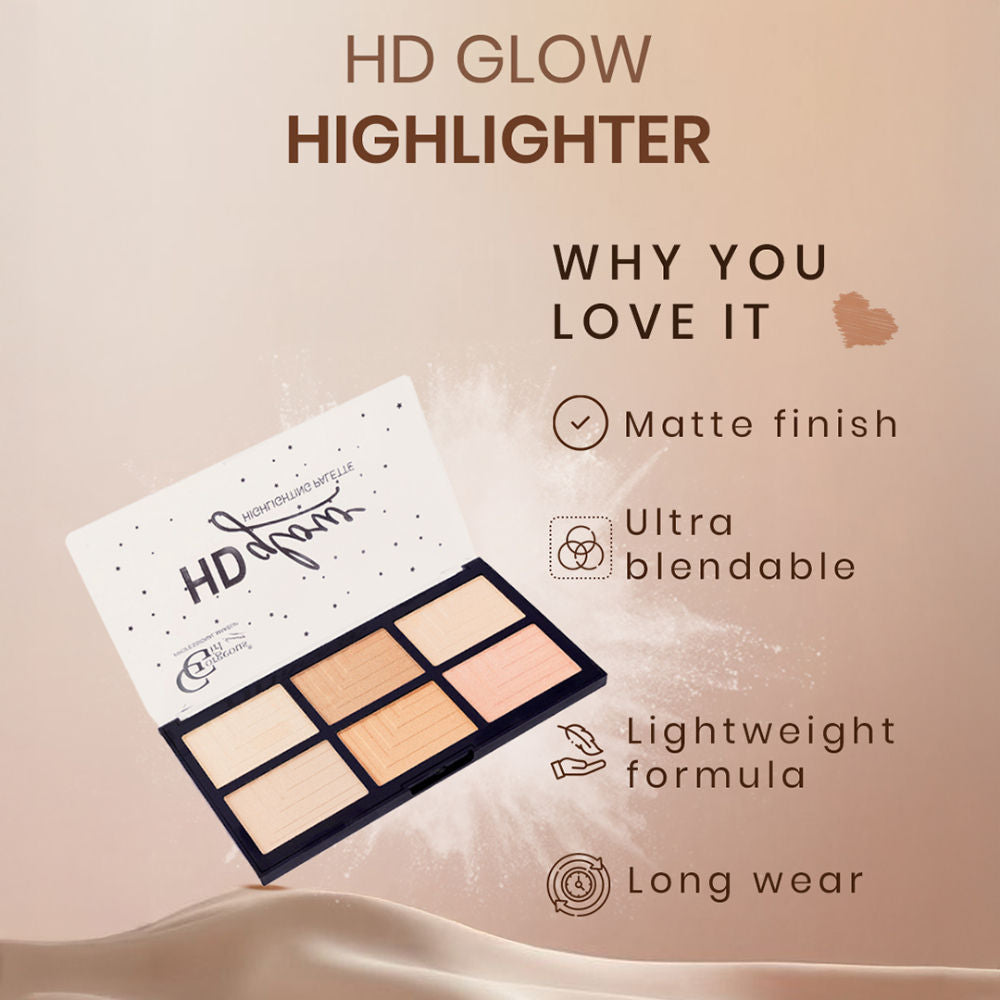 Gorgeous Girl 6 Color HD Glow Highlighter, Highly Pigmented & Blendable