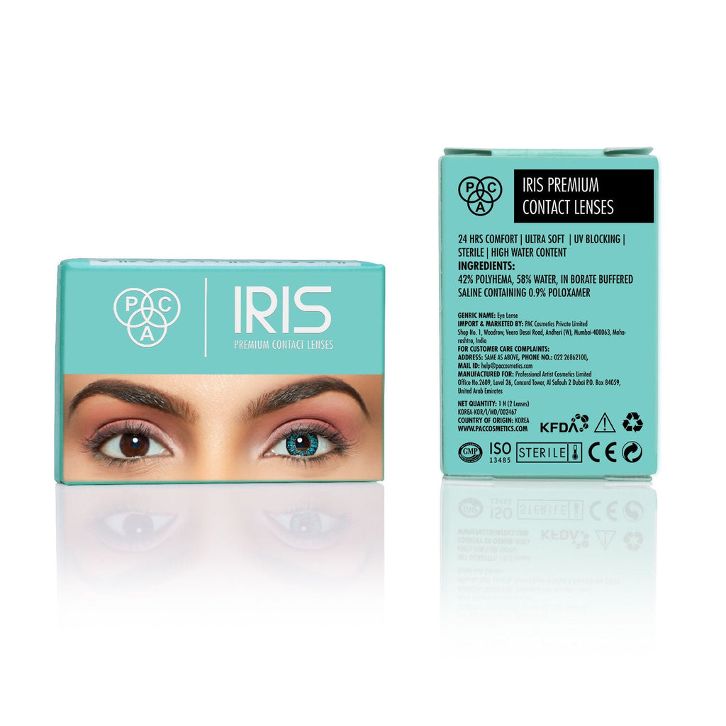 PAC IRIS Premium Contact Lenses Turquoise - Comfortable Natural Looking, 1 Day Wear, Non-Irritating