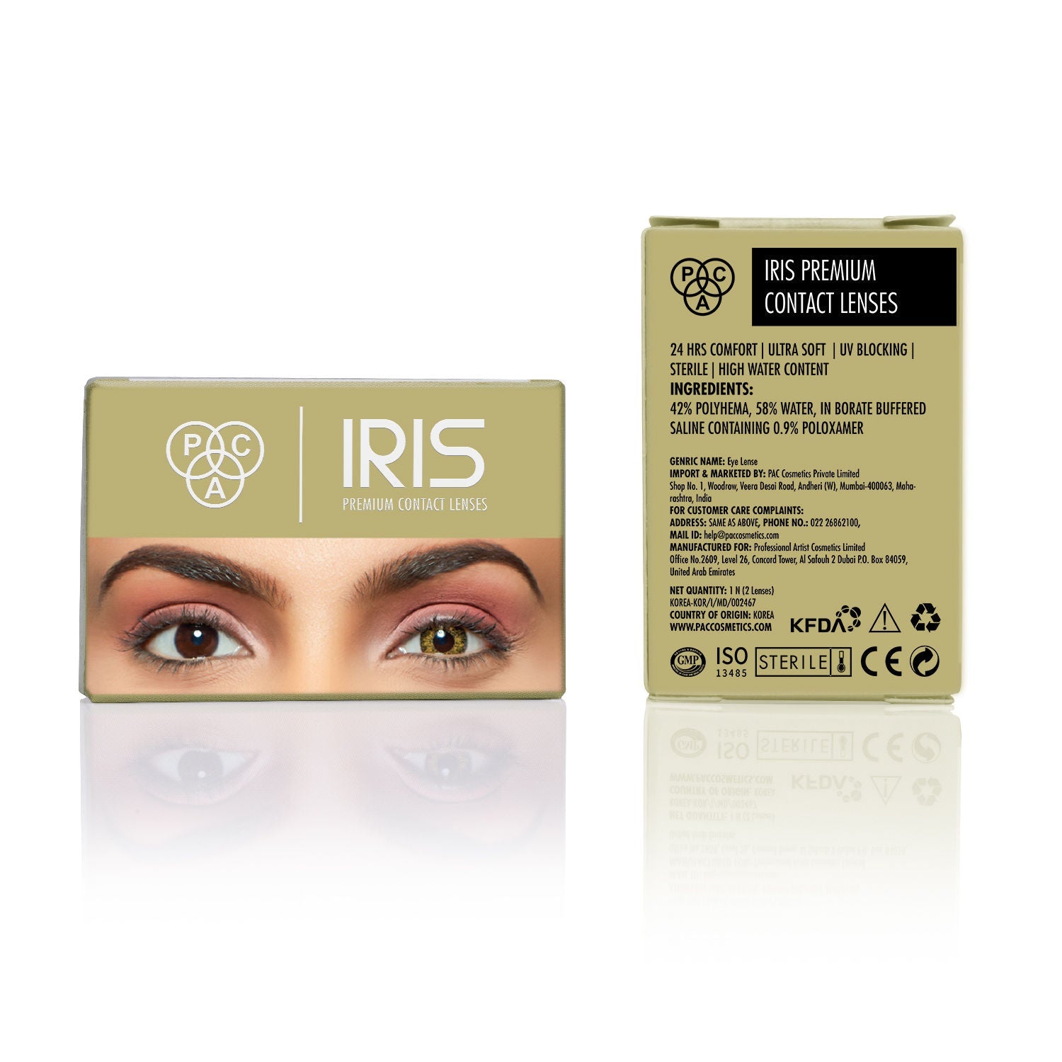 PAC IRIS Premium Contact Lenses Pure Hazel - Comfortable Natural Looking, 1 Day Wear, Non-Irritating