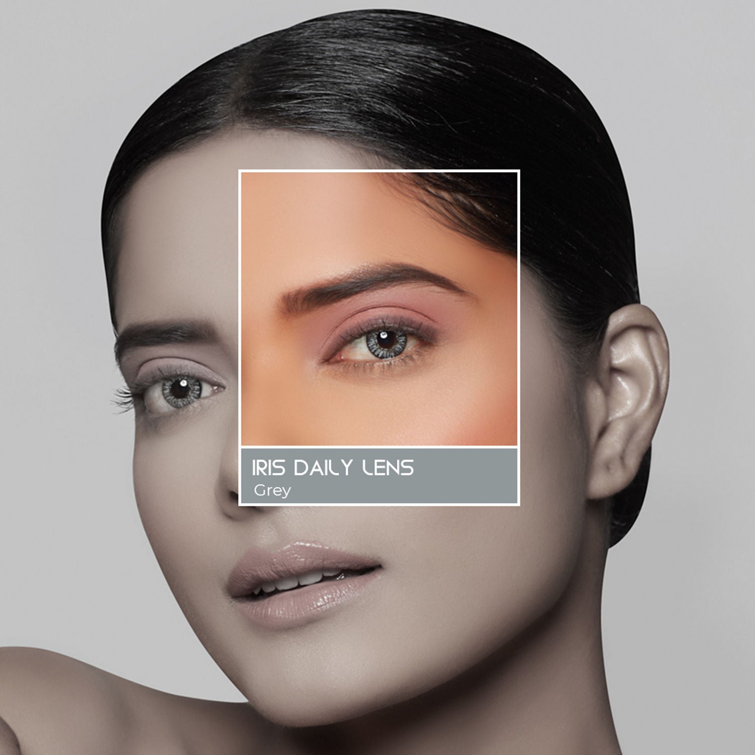 PAC IRIS Premium Contact Lenses Grey - Comfortable Natural Looking, 1 Day Wear, Non-Irritating