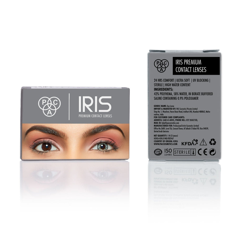 PAC IRIS Premium Contact Lenses Grey - Comfortable Natural Looking, 1 Day Wear, Non-Irritating