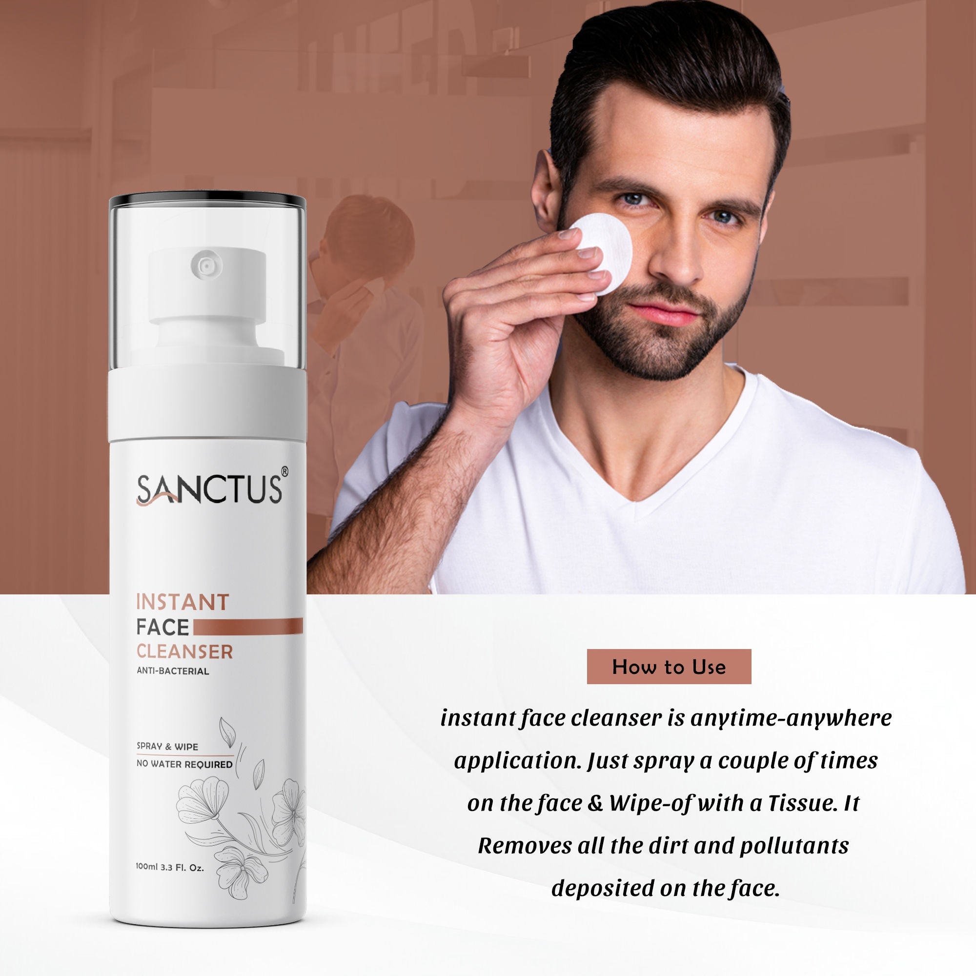 SANCTUS Anti- Bacterial Instant Face Cleanser