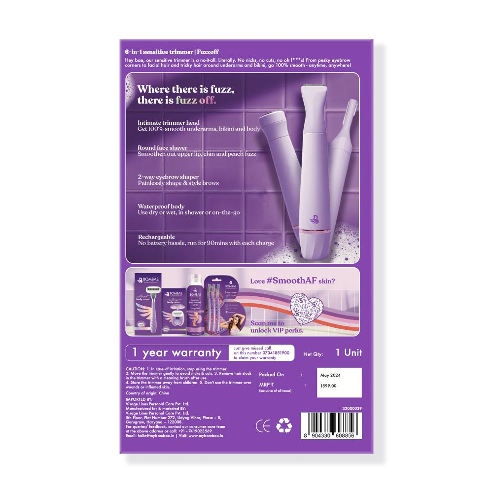 Bombae Smooth Sensitive 6-In-1 Portable Trimmer For Women