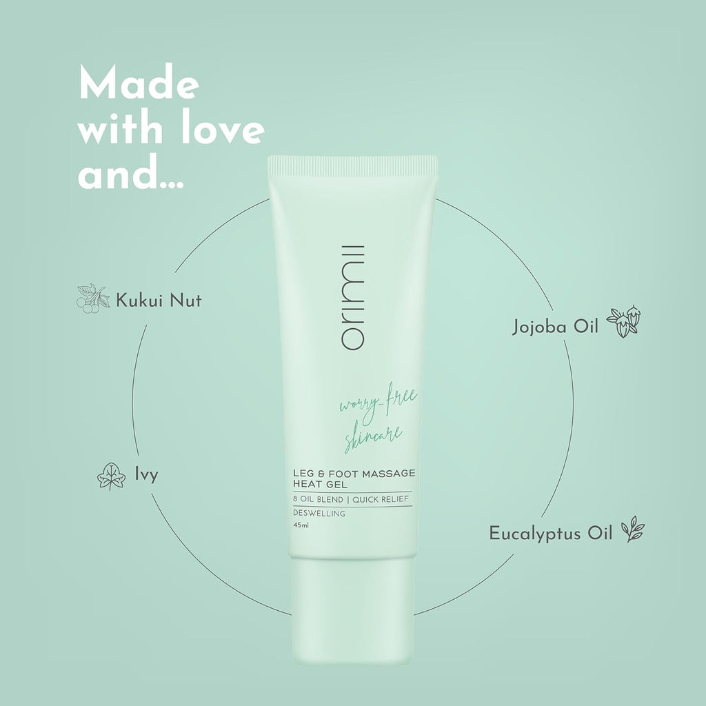 Orimii Leg & Foot Massage Heat Gel For Pain Relief With Natural Oils - Pregnancy Safe