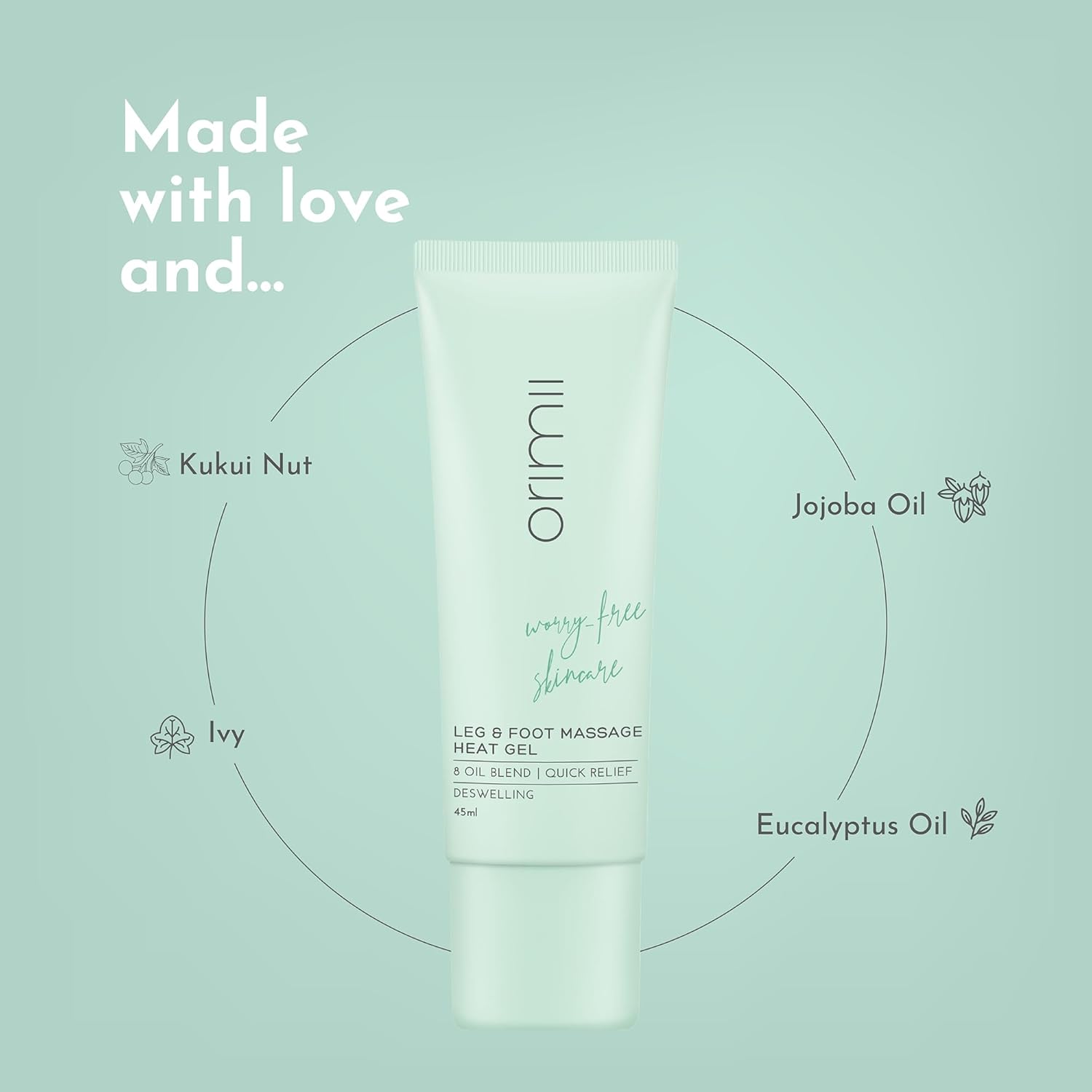 Orimii Leg & Foot Massage Heat Gel For Pain Relief With Natural Oils - Pregnancy Safe