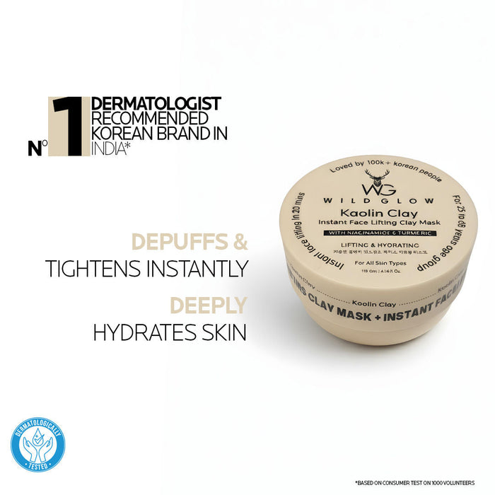 WILDGLOW Instant Facelifting Clay Mask With Niacinamide, Turmeric & Vitamin B3