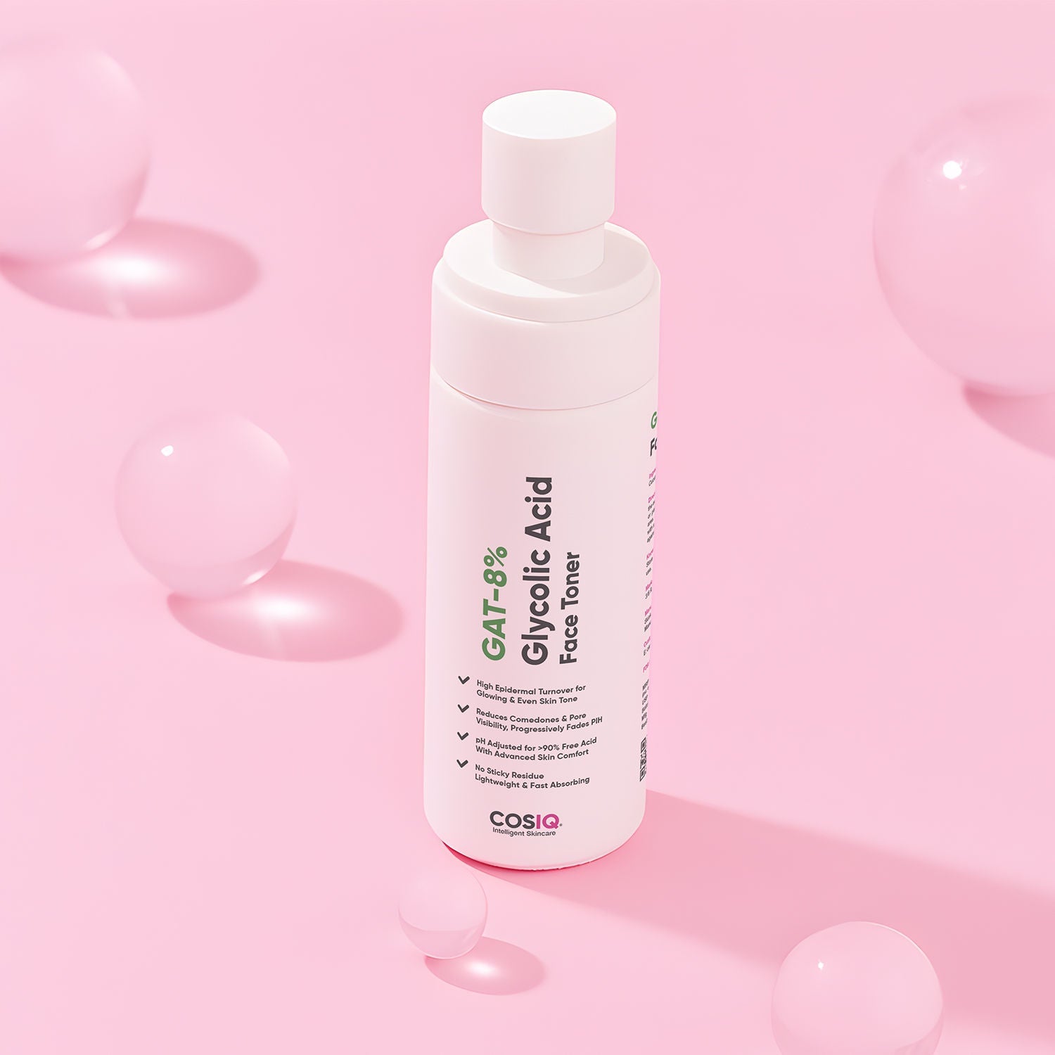 Cos-IQ Gat-8% Glycolic Acid Face Toner for Exfoliates, Glowing & Even Skin Tone All Skin Types
