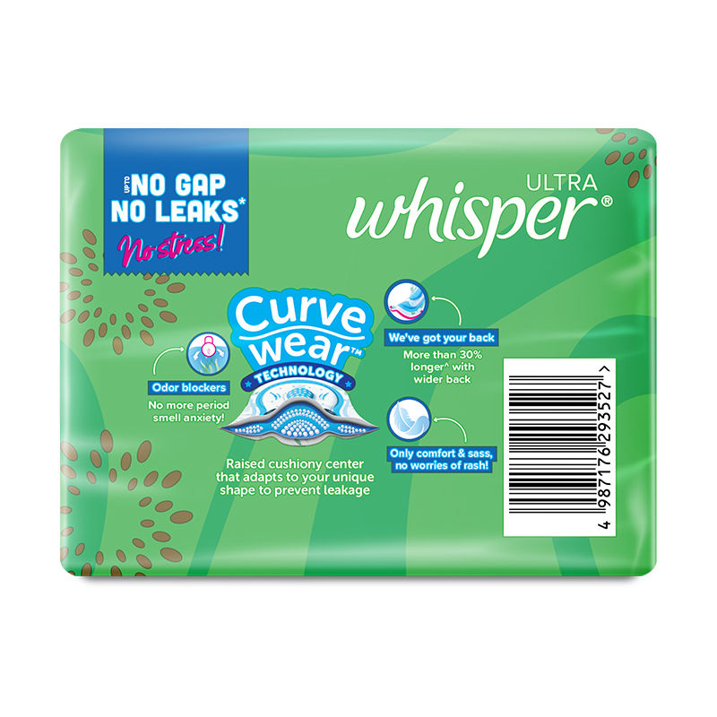Whisper Ultra Upto No Gap No Leaks Sanitary Pads, 7 XL+ Pads, For Heavy Flow Protection
