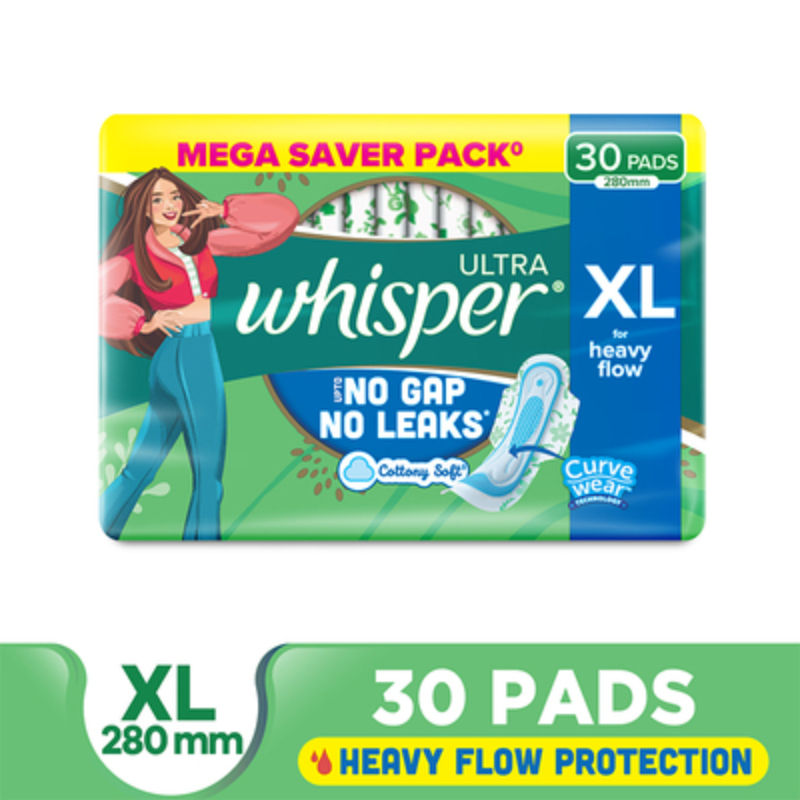 Whisper Ultra Upto No Gap No Leaks Sanitary Pads For Heavy Flow Protection