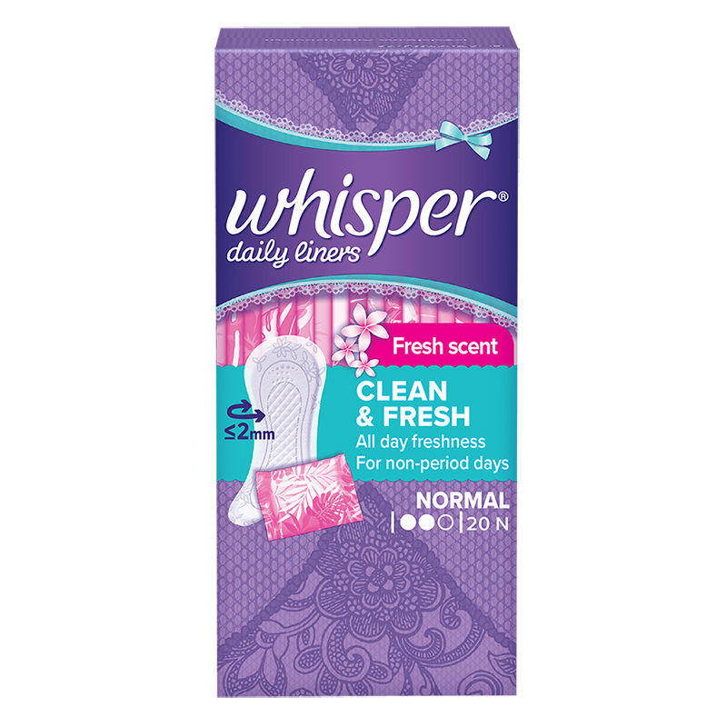 Whisper Clean and Fresh Daily Liners, 20 panty liners for women - Pack of 1