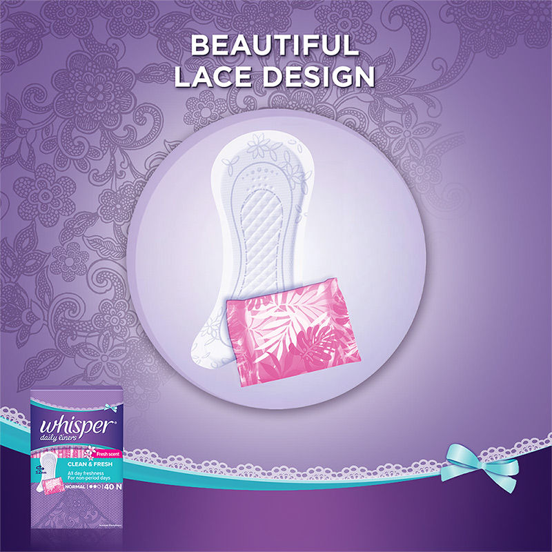 Whisper Clean and Fresh Daily Liners, 20 panty liners for women - Pack of 1